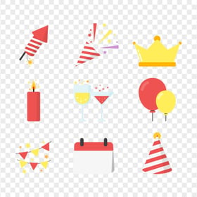 Holiday Party Birthday Christmas Vector Items Icons