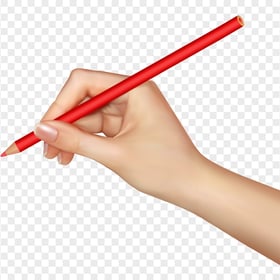 Red Pencil on Right Hand PNG