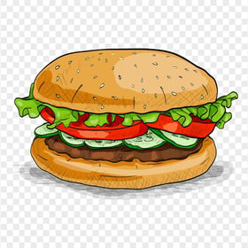 Cartoon Illustration Veggie Burger HD PNG