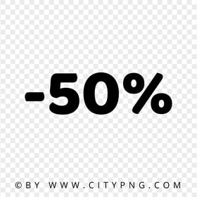 50 Percent Discount Black Text Number PNG