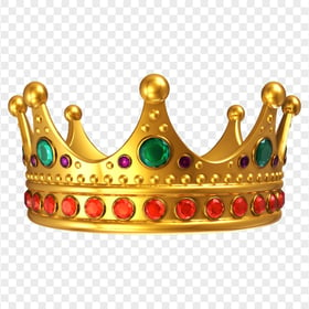HD Gold King Crown With Gems Transparent PNG