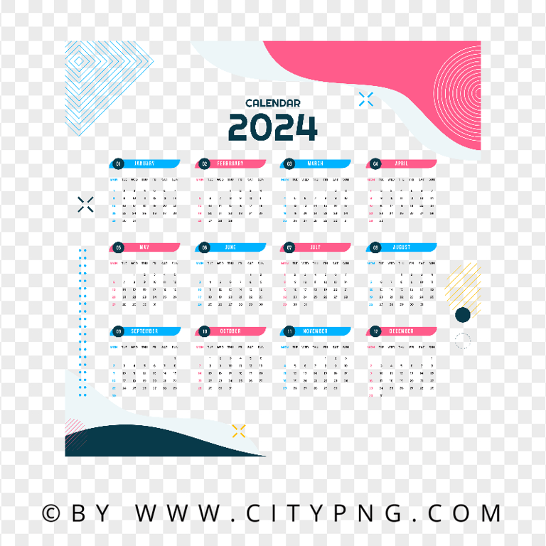 HD Creative Design Of Calendar 2024 Transparent PNG | Citypng