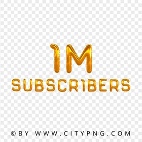 1M Subscribers Golden Balloon Effect HD PNG