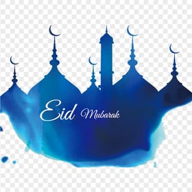 Blue Mosque English Eid Mubarak Design