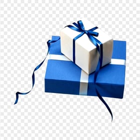 Two Real Blue & White Gifts Boxes PNG