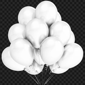 White Party Birthday Celebration Balloons PNG