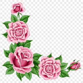 Romantic Pink Flower Border Corner Watercolor