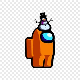 HD Orange Among Us Crewmate Character With Snowman Hat PNG