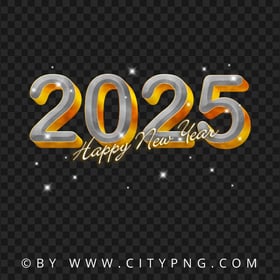 2025 Happy New Year Gold Elegant Design Image PNG