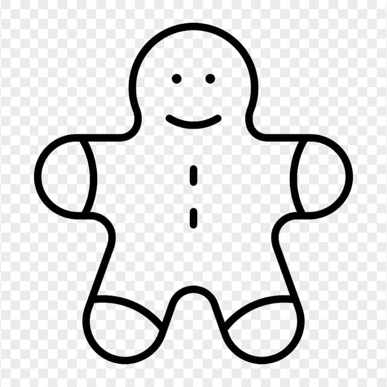 Gingerbread Man Black Outline Icon FREE PNG