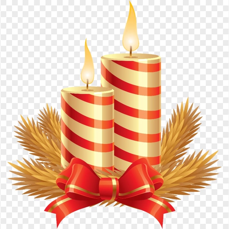 Christmas Candle With Red Ribbon Bow Illustration