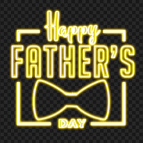 HD Yellow Happy Father's Day Neon Text PNG