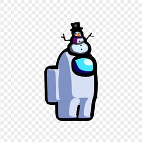 HD White Among Us Crewmate Character With Snowman Hat PNG