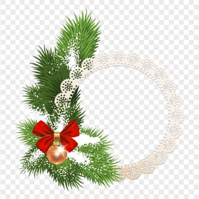 Christmas Snowy Ornament With Ribbon Bow FREE PNG