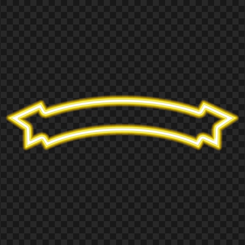 Neon Yellow Ribbon Banner PNG