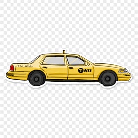 Cartoon Taxi Cab Yellow Car Stickers PNG
