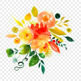HD Red, Orange Watercolour Flowers Transparent PNG