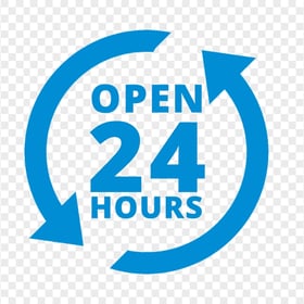 Open 24 Hours Blue Logo Icon Sign PNG