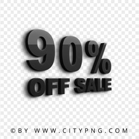 Black 3D 90 Percent OFF Sale Logo Sign PNG Image