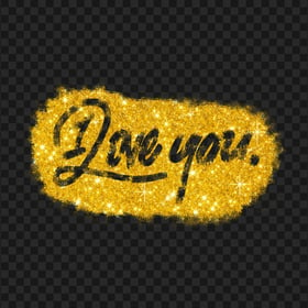 HD I Love You Yellow Gold Glitter Word Text Design PNG
