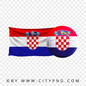 HD Croatia Flag With Soccer Football Ball PNG