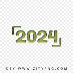 Green 2024 Text With Glossy Text Effect PNG