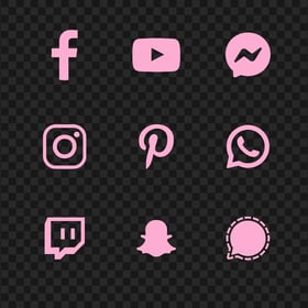 HD Light Pink Social Media Logos Icons PNG