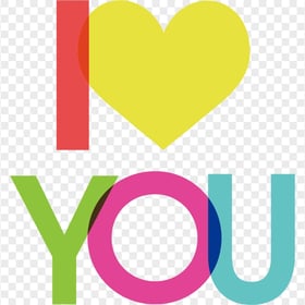 PNG Colored I Love You Word Text