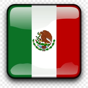 Glossy Square Mexico Flag Button Icon