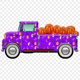 HD Cartoon Halloween Car Truck Pumpkins PNG