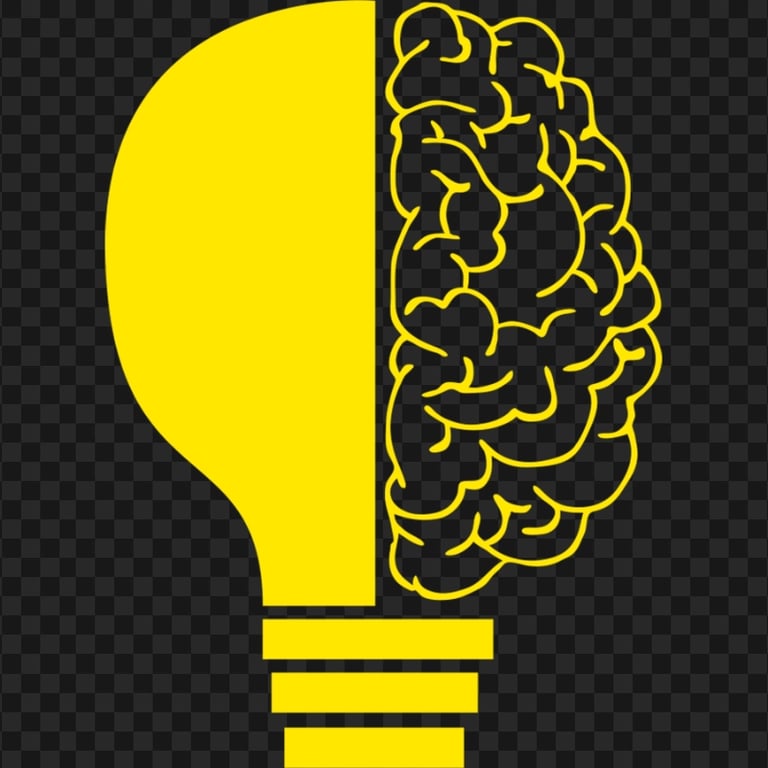 HD Yellow Light Bulb Brain Idea Icon PNG