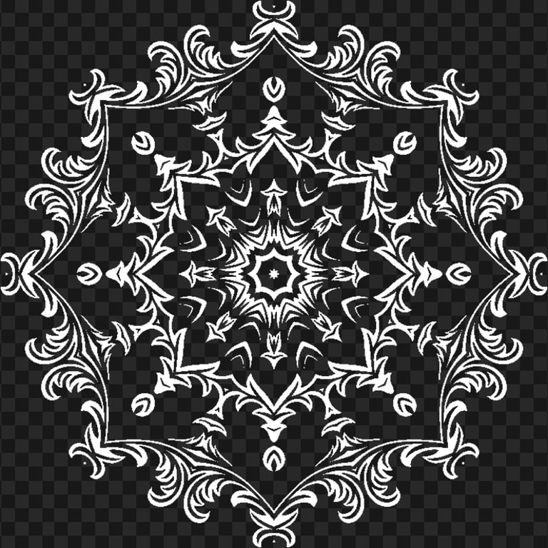 PNG White Floral Design Motif