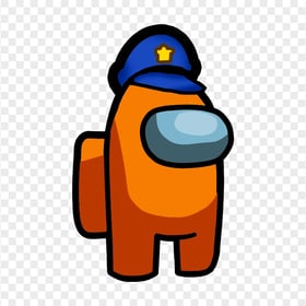 HD Among Us Crewmate Orange Character With Police Hat PNG