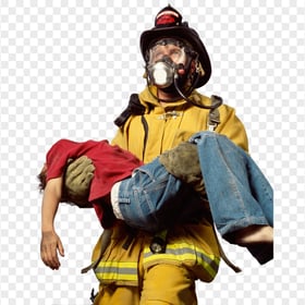 HD Firefighter Fireman Carrying Child PNG