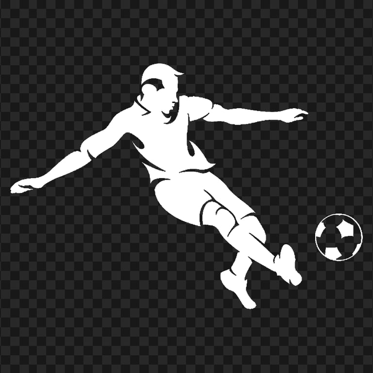 HD Football Player With Ball White Silhouette PNG
