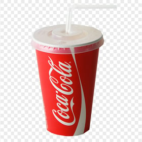 HD Coca Cola Disposable Cup With Lid And Straw PNG