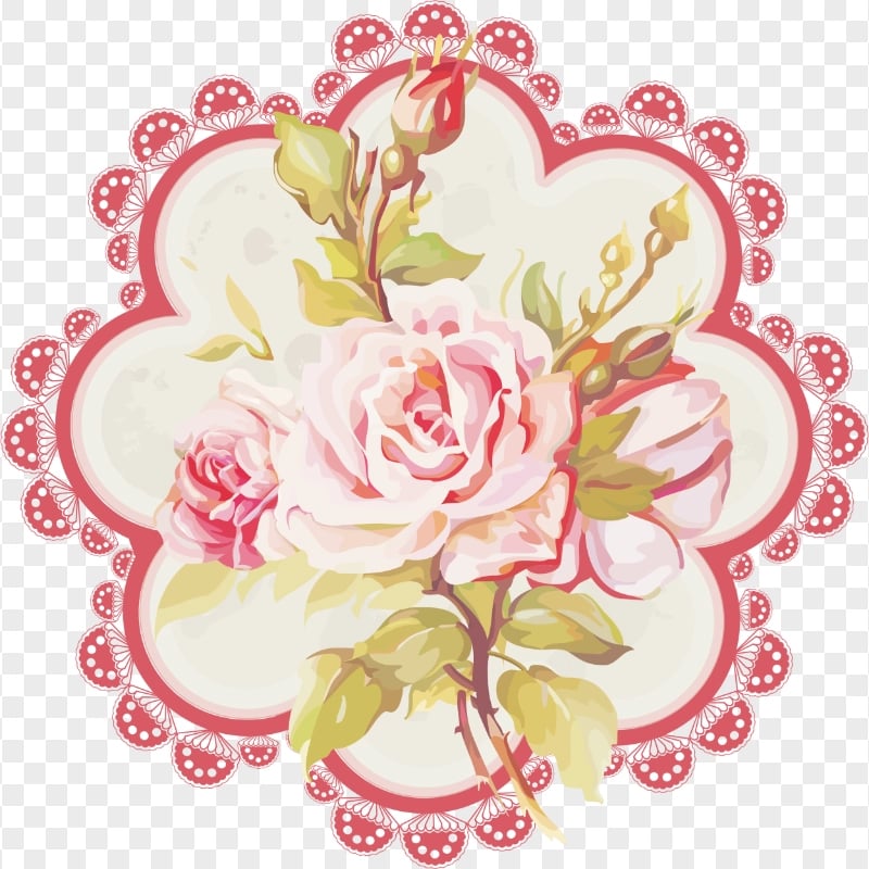 Romantic Pink Flower Frame Watercolor