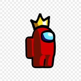 HD Red Among Us Crewmate Character With Crown Hat PNG