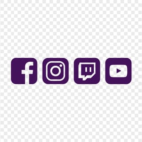 HD Dark Purple Facebook Instagram Twitch Youtube Square Icons PNG