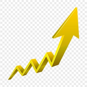 HD 3D Upward Growth Yellow Arrow PNG