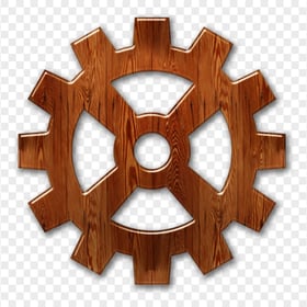Brown Wooden Gear Icon PNG