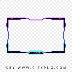 HD Glowing Neon Purple and Blue Live Streaming Frame PNG