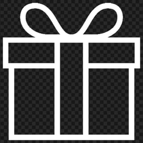 Transparent HD White Line Outline Gift Box Icon