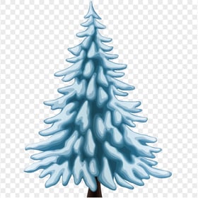 HD Snowy Cartoon Blue Winter Pine Christmas Tree PNG