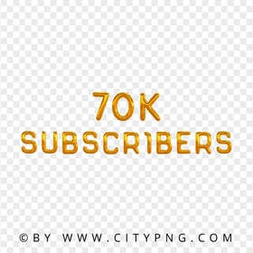70K Subscribers Gold Balloons Effect Transparent PNG