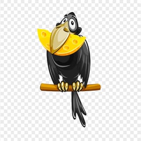 Cartoon Crow Eating Cheese HD PNG