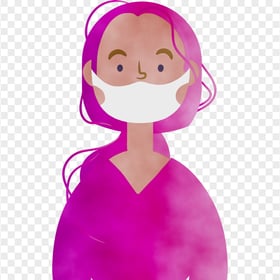 Cartoon Girl Character Wear Medical Mask Clipart