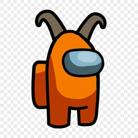 HD Orange Among Us Character With Ram Horns PNG
