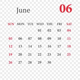 June 2022 Calendar HD PNG