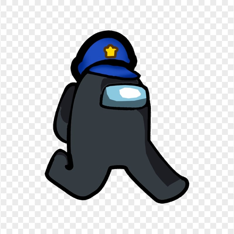 HD Black Among Us Character Walking With Police Hat PNG